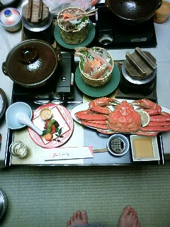 温泉と蟹