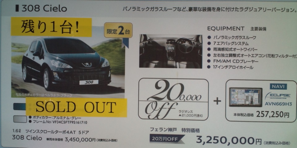 ３０８Cielo　Special Price Car